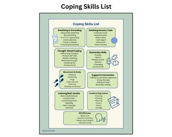 Coping Skills List Worksheet | Mental Health Printable | OT Therapy Handout | PDF Worksheet