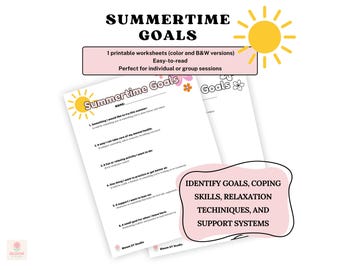 Summertime Goals Worksheet | Mental Health OT | Goal Planning | SEL worksheet | Printable PDF