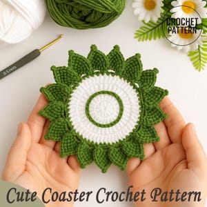 Patrón de posavasos de girasol a crochet - Tutorial de posavasos de girasol a crochet - Patrón de crochet fácil para principiantes - Patrón de posavasos floral
