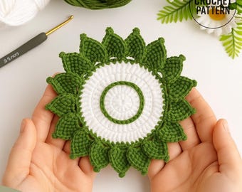 Sunflower Crochet Coaster Pattern - DIY Crochet Sunflower Coaster Tutorial - Easy Crochet Pattern for Beginners - Floral Coaster Pattern