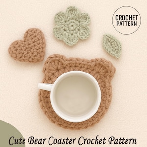 Bear Coaster Crochet Pattern PDF | Cute Animal Coaster | Easy Crochet Pattern for Beginners | DIY Mug Rug | Crochet Gift Idea | Mug Rug