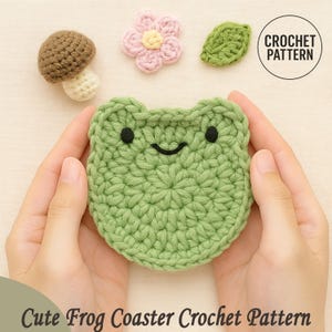 Frog Coaster Crochet Pattern PDF | Cute Animal Coaster | Easy Crochet Pattern for Beginners | DIY Mug Rug | Crochet Gift Idea | Crochet Frog