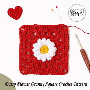 Daisy Flower Granny Square Crochet Pattern: Beginner Tutorial (PDF Download