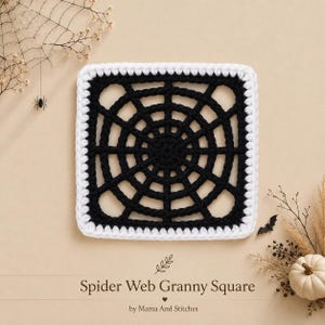 Halloween Spiderweb Granny Square Crochet Pattern PDF | DIY Spooky Crochet Square | Easy Blanket, Pillow, Coaster Crochet Tutorial | Granny
