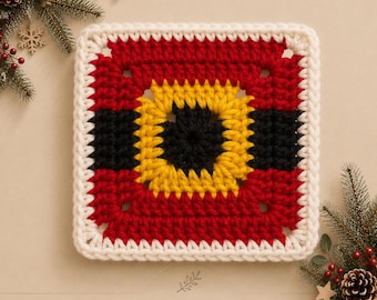Santa Belt Granny Square Crochet Pattern | Christmas Coaster | Holiday Blanket Square | Festive DIY Crochet PDF | Beginner-Friendly Crochet