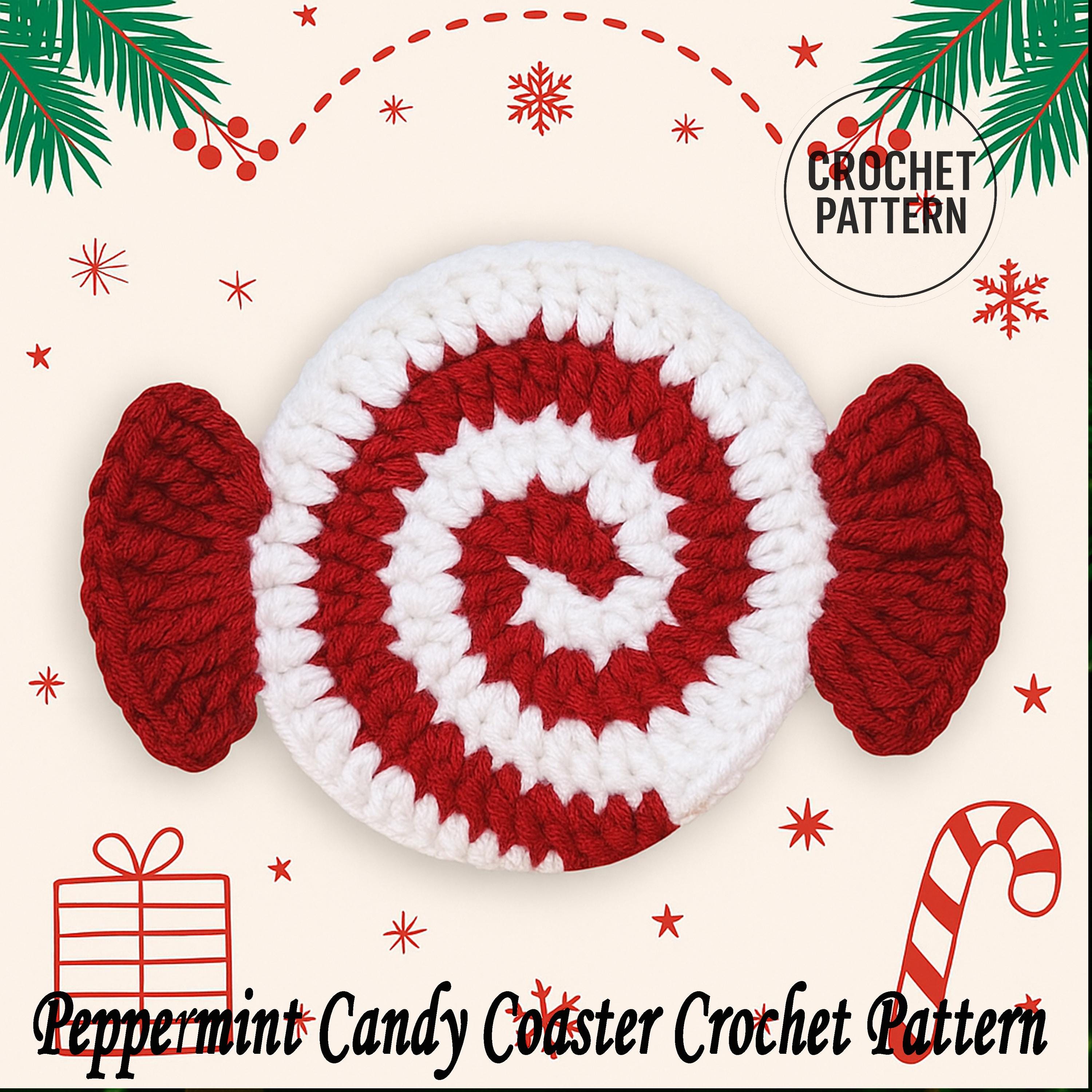 Peppermint Candy Coaster Crochet Pattern Christmas Crochet Decor