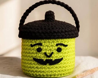 Halloween Crochet Basket Pattern Bundle | 3 in 1 Pumpkin Ghost Frankenstein | Cute Amigurumi Basket Pattern | DIY Trick or Treat Basket