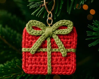 Crochet Gift Ornament for Tree, Handmade Holiday Decor, Cute Festive Crochet Ornament Pattern, Christmas Present Crochet Pattern PDF