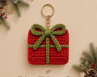 Crochet Christmas Tree Gift Ornament, Handmade Holiday Decor, Cute Festive Crochet Ornament Pattern, Christmas Present Crochet Pattern PDF