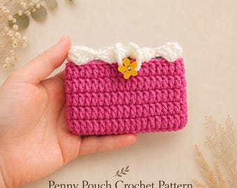 Penny Pouch Muster häkeln | Einfaches Muster für kleine Geldbörsen | Niedliche Mini-Geldbörse Häkelprojekte für Anfänger | Sofortdownload | Bestes Geschenk