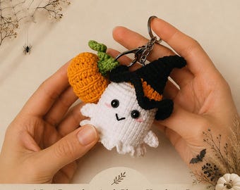 2 In 1 Pumpkin And Ghost Keychain Crochet Pattern PDF, Cute Fall Bag Charm, Easy Beginner Halloween Crochet, Small Quick Crochet Gift Idea