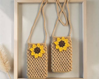 Sunflower Bag Crochet Pattern PDF, Boho Cross Body Bag Crochet, Flower Shoulder Bag DIY, Easy Beginner Crochet Bag Pattern, Summer Purse