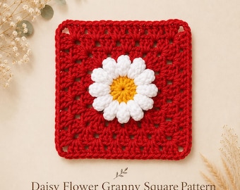 Daisy Flower Granny Square Crochet Pattern PDF | DIY Floral Blanket Motif | Beginner-Friendly Crochet Square Tutorial | Instant Download
