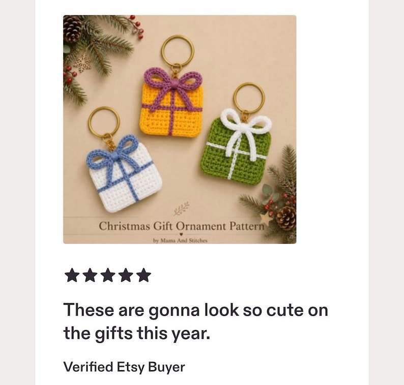Ornement de Noël au crochet, décoration de Noël faite main, joli modèle d'ornement festif au crochet, modèle de cadeau de Noël au crochet (PDF) image 7