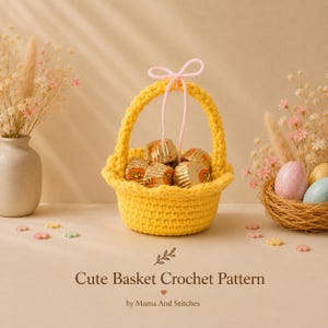 Crochet Mini Basket Pattern | Easy Crochet Basket PDF | Beginner Crochet Basket | Easter Basket Crochet | DIY Organizer Basket |Spring Decor