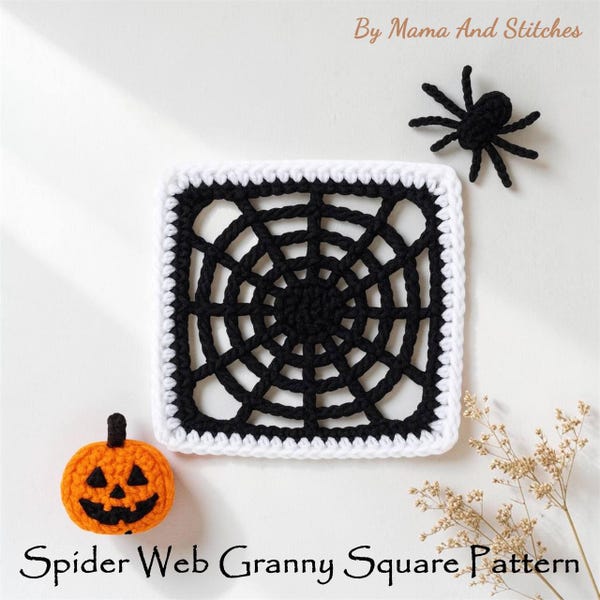 Halloween Spiderweb Granny Square Crochet Pattern PDF | DIY Spooky Crochet Square | Easy Blanket, Pillow, Coaster Crochet Tutorial | Granny