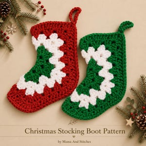 Christmas Stocking Crochet Pattern | Cute Boot Stocking PDF | Rustic Holiday Decor | Easy Crochet Pattern | Farmhouse Christmas Stocking DIY