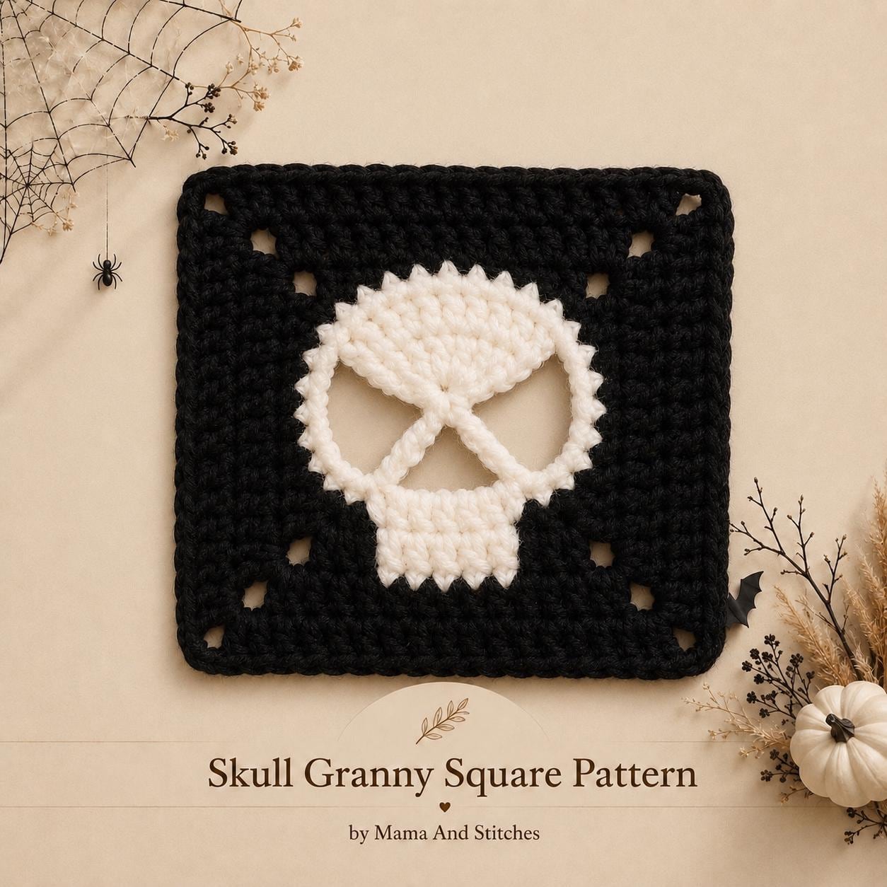 25 Skull Granny Square Crochet Patterns for Halloween, Gothic Decor, and Clever Motifs 16 Skull Granny Square Crochet Pattern Halloween Crochet