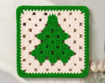Christmas Tree Granny Square Crochet Pattern | DIY Holiday Crochet Blanket Pattern | Crochet Christmas Decor Pattern | Festive Afghan Square