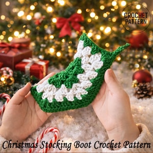 Mini Crochet Christmas Stocking Pattern PDF | Granny Square Ornament | Holiday Decoration | Easy Beginner Crochet Pattern | Christmas Boots