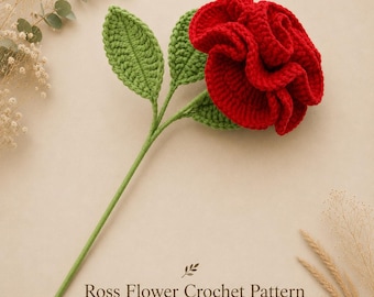 Crochet Rose Pattern PDF, Red Rose Crochet Pattern, Crochet Easy Flower Pattern, Cute Realistic Rose Tutorial, Valentine Rose Gift Pattern