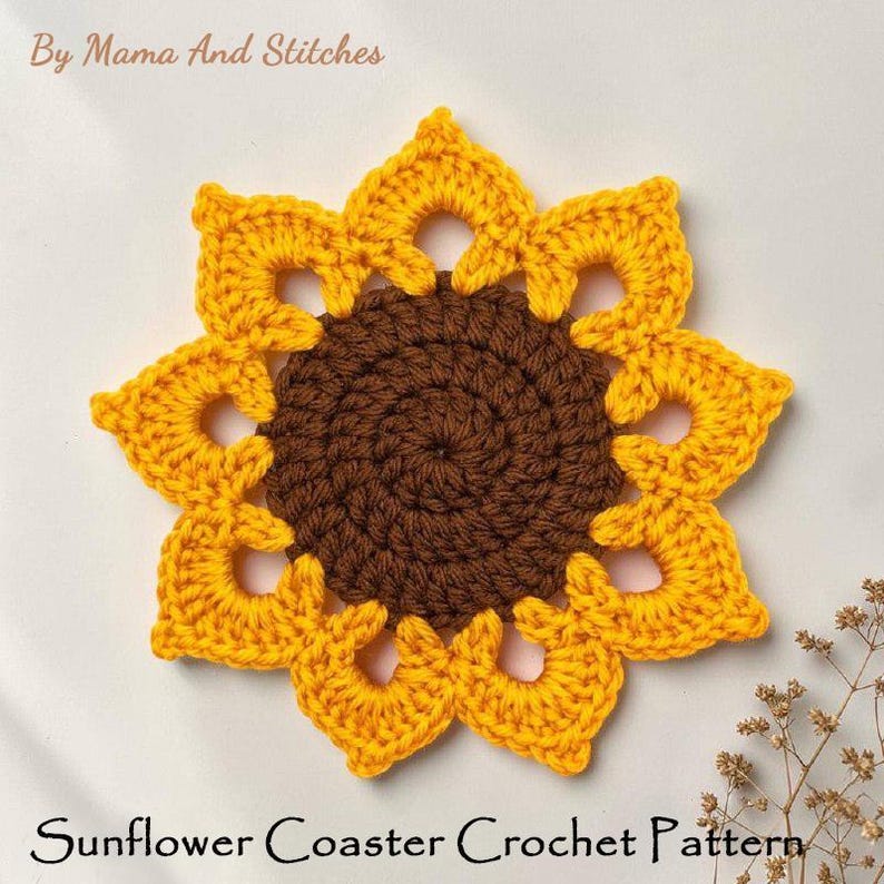 Easy Sunflower Coaster Crochet Pattern PDF, Quick Beginner Floral ...