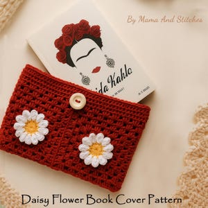 Patrón PDF de portada de libro a crochet – Daisy Grandma Square – Funda de cuaderno con flores hecha a mano – Idea de regalo fácil de crochet para amantes de los libros / El mejor regalo