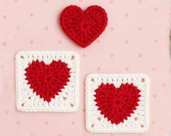 Heart Granny Square Crochet Pattern | Floral DIY Blanket, Bag, Coaster Motif | Valentine Gift Crochet Pattern | Heart Motif Pattern PDF