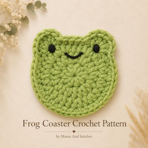 Frog Coaster Crochet Pattern PDF | Cute Animal Coaster | Easy Crochet Pattern for Beginners | DIY Mug Rug Pattern, Cozy Frog Crochet Pattern