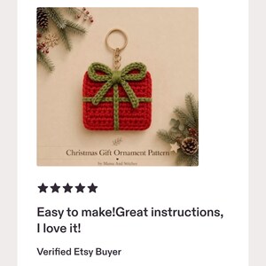 Ornement de Noël au crochet, décoration de Noël faite main, joli modèle d'ornement festif au crochet, modèle de cadeau de Noël au crochet (PDF) image 6