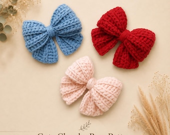Chunky Crochet Bow Pattern PDF, Cute Hair Bow Crochet, Coquette Bow DIY, Aesthetic Handmade Bow Pattern, Beginner Accessory Crochet Pattern