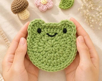 Frog Coaster Crochet Pattern PDF | Cute Animal Coaster | Easy Crochet Pattern for Beginners | DIY Mug Rug Pattern, Cozy Frog Crochet Pattern