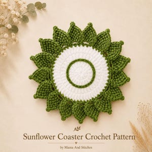 Leaf Bloom Coaster Crochet Pattern PDF | Floral Mug Rug Pattern | Cottage core Crochet Coaster | Cozy Botanical Home Decor DIY