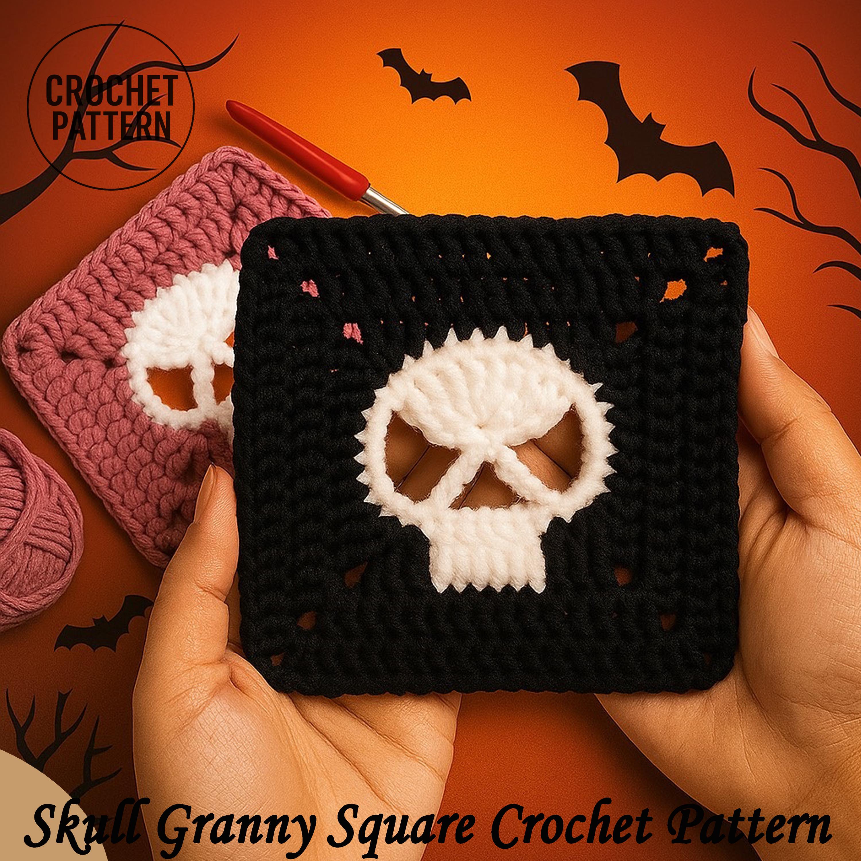 ●118.オレンジヘッド　骸骨さんのあみぐるみ Skull knitting pattern - Etsy 日本 ○118.オレンジヘッド 骸骨さんの