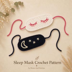 Molde de Crochê para Máscara de Dormir em PDF | Máscara de Dormir de Crochê Fácil | Molde de Crochê para Iniciantes | Máscara de Dormir para Viagem em Crochê | Download Instantâneo