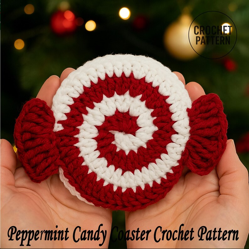 Peppermint Candy Coaster Crochet Pattern Christmas Crochet Decor