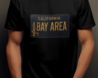 Camiseta del Área de la Bahía de California: Camiseta con gráfico de matrícula vintage