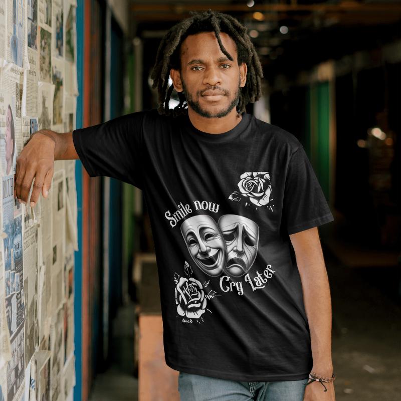T-Shirt Smile Now Cry Later ROTE Serie Red Schlagring Crime Fighter S Bis 10XL