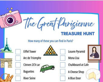 Paris Treasure Hunt: Printable Kids' Travel Game (Downloadable File