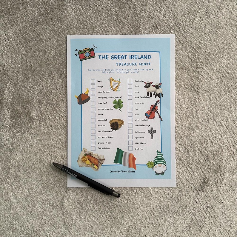 Ireland Scavenger Hunt for Kids: Travel Road Trip Game (digital ...