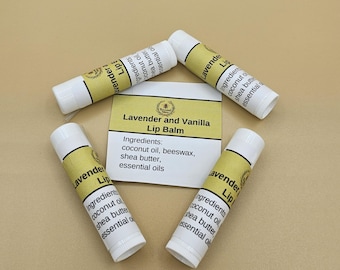 Lavender Vanilla Lip Balm: Natural Beeswax Moisturizer, Handmade Lip Care