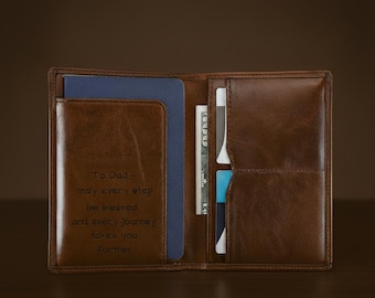 Personalisierte Echtleder Pass Cover Cover: RFID-blockierendes Reise-Brieftaschen-Geschenk, maßgeschneiderte Pass-Hülle