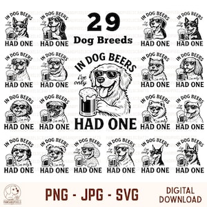Funny Dog Beer Quote PNG Bundle: Sublimation Design (Digital Download