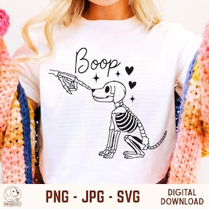 Perro esqueleto Boop PNG: Imágenes prediseñadas divertidas de Halloween para amantes de los perros (Descarga digital)