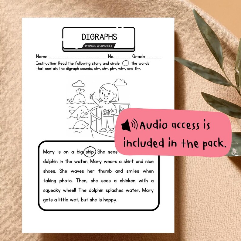 Year R Diagraphs Worksheets.pdf Digraphs Phonics Worksheets: ESL Reading Practice With QR Code (PDF ...