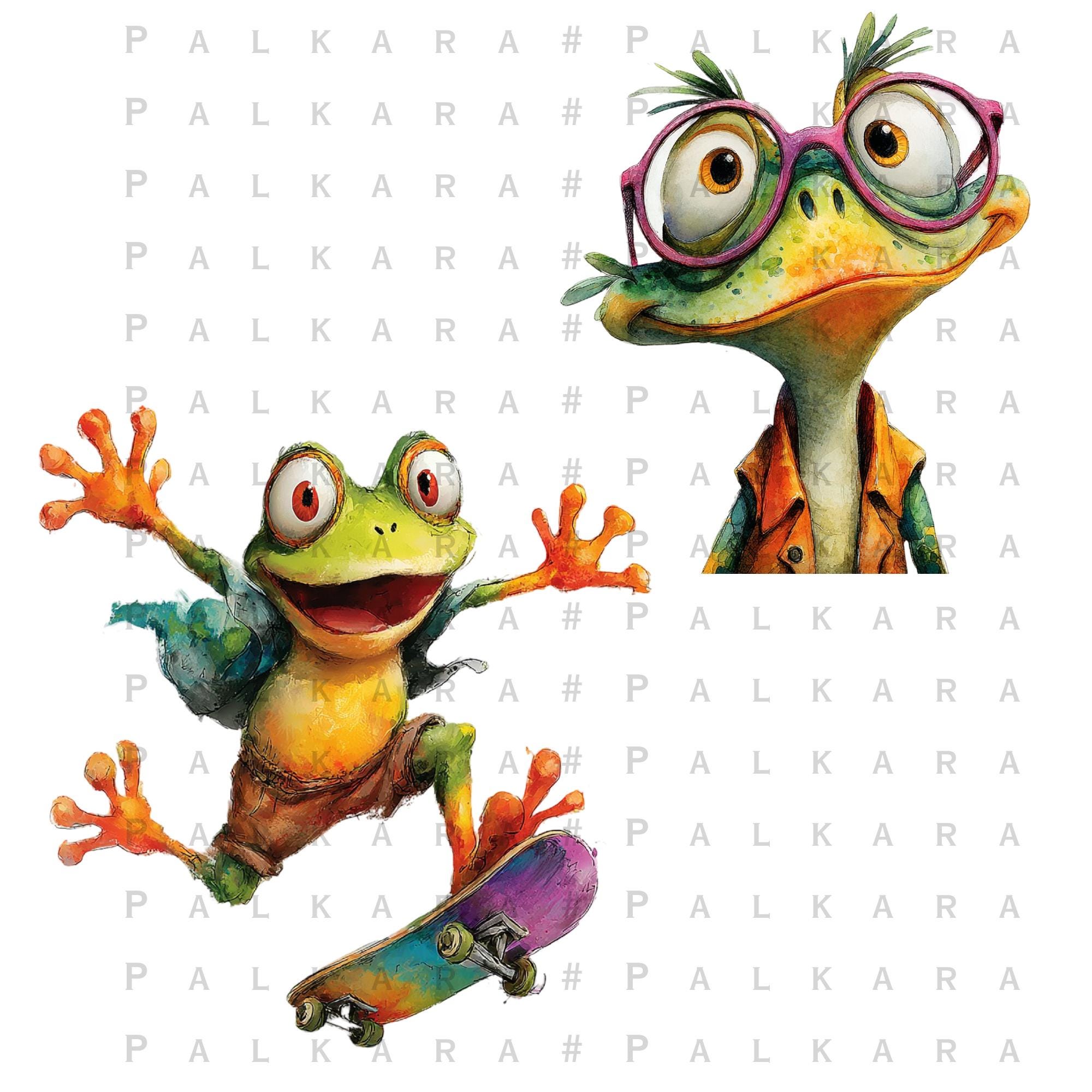 Frog Clipart Bundle PNG | Funny Cartoon Amphibian Set | Whimsical ...