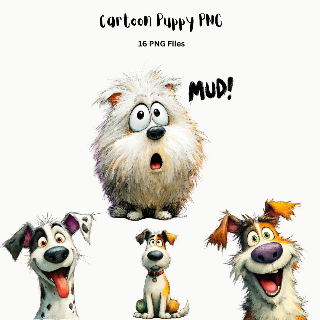 Funny Dog Clipart Bundle | Cartoon Puppy PNG | Pet Lover Sublimation ...