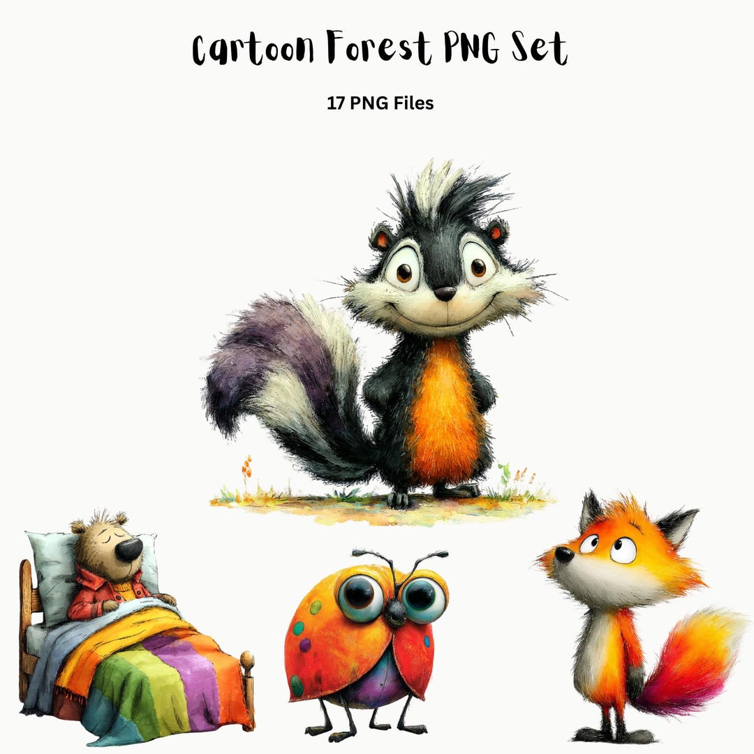 Woodland Animal Clipart Bundle PNG | Forest Fox Bear Deer Owl Moose Set ...