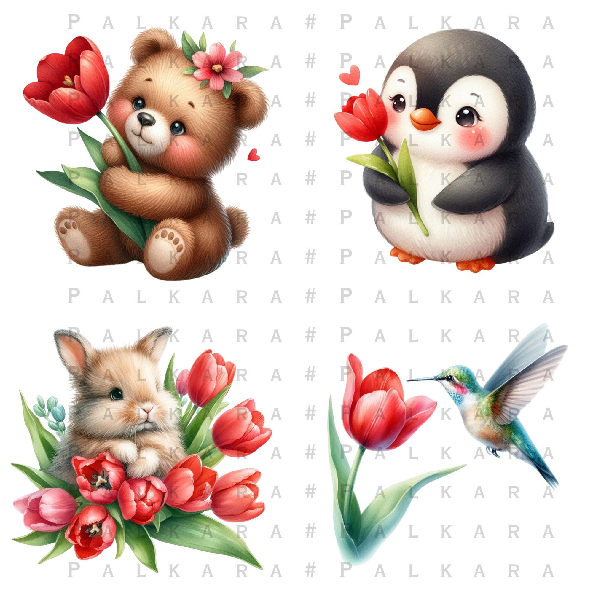 Baby Animal Clipart Bundle | Floral PNG | Nursery Gift Sublimation ...