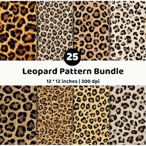 Leopard Seamless Pattern Bundle | Animal Print Digital Paper | Cheetah Fur Texture Sublimation Set